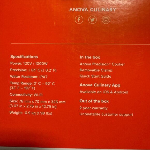 ANOVA Precision Cooker (WiFi) Black and Silver Sous Vide with App - Picture 8 of 9